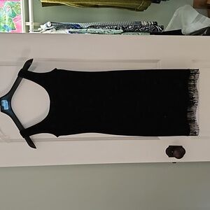 Bari Jay black cocktail dress sequin trim hem size 10